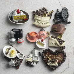 Imán de nevera 3D para decoración del hogar, macarrón de comida, pasta de café magnética, hervidor de pastel de café, regalos de colección, ins Nórdico