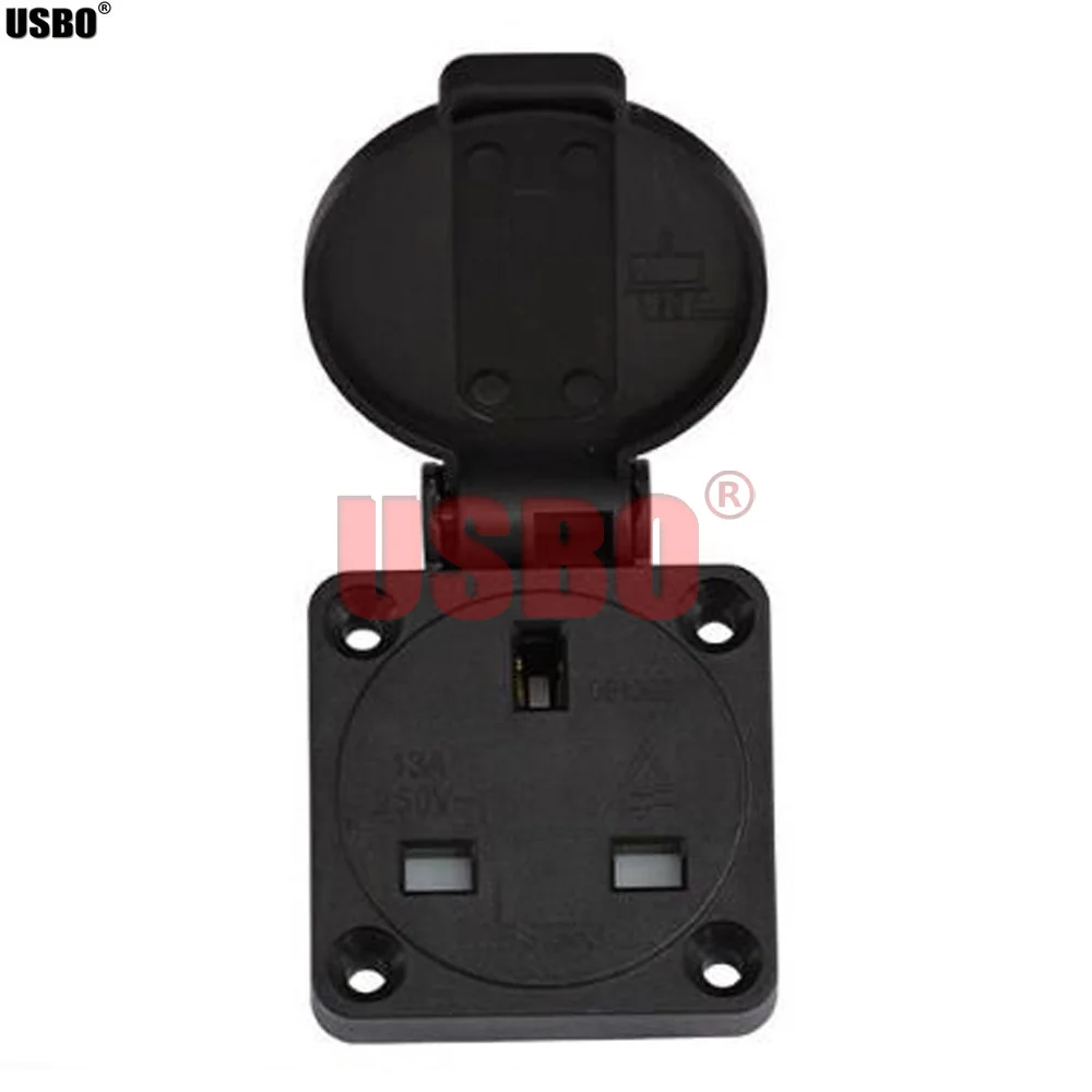 1PCS Black Blue Copper 13A 250V IP44 UK British HongKong Singapore Waterproof Socket Industrial Connector Power Socket 50*50MM