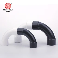 Flowcolour UPVC 20-63mm Crescent Moon Elbow Connectors Irrigation Tube Fittings Aquarium Tank Pipe PVC Adapter
