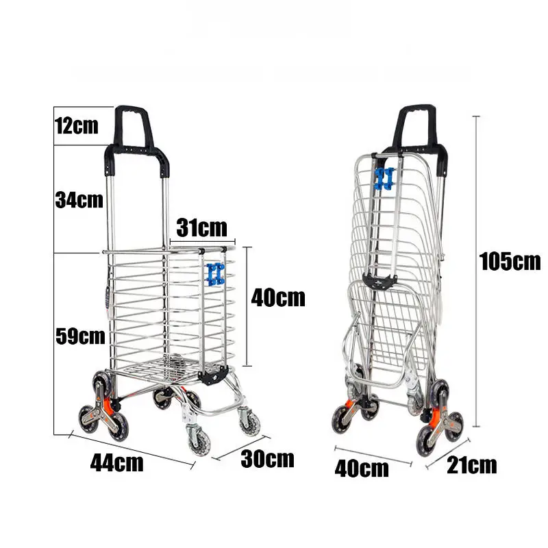 Household Trailer 35L Portable Shopping Cart with 8 wheels, foldable trolley with Aluminum Alloy Frame, 3 in 1 luggage frame