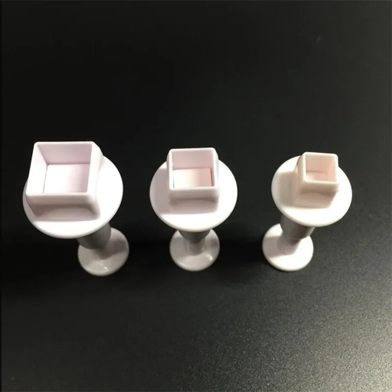 3Pcs/Set Square Plunger Mold Cake Decorating Tool Biscuit Cookie Cutters Cupcake Mould Fondant Cutting Pastry Cutter