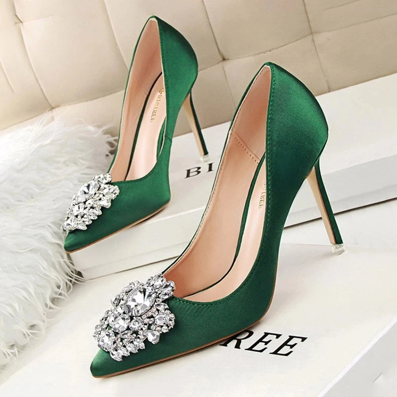 BIGTREE-Escarpins à Talons Hauts pour Femme, Chaussures de Mariage Sexy, Strass Luxueux, Stiletto, ix, Femme