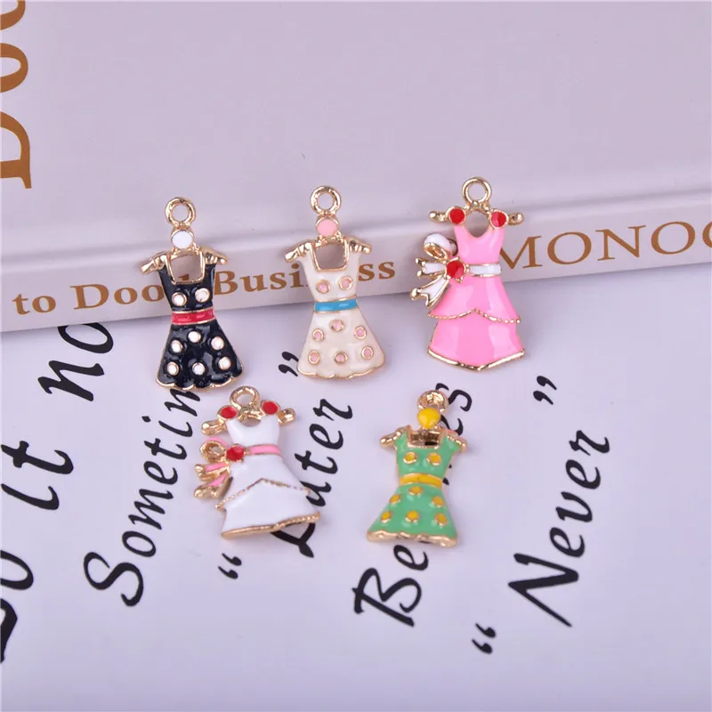 10pcs/pack Beauty Skirt Clothing  Enamel Metal Charms Earring  Bracelet DIY Jewelry  Making