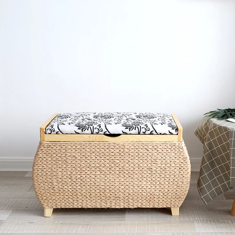 Manual Rattan Storage Stool, Chairs for Kitchen Office, Footrest, Hallway Pouf, Clothes Cabinet Lockers, Living Room Furniture