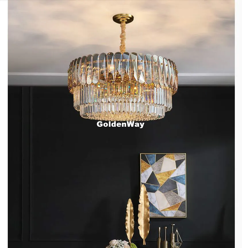 Modern Pendant Lights Crystal Smokey Amber Crystal Home Decoration Lustre Newly Modern LED Hanging Lamp/Light/Lighting Fixture