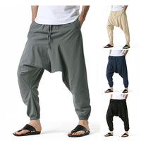 Cotton Line Joggers Men Baggy Hippie Boho Gypsy Aladdin Cargo Pants Yoga Harem Pants 20210413-4