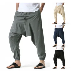 Cotton Line Joggers Men Baggy Hippie Boho Gypsy Aladdin Cargo Pants Yoga Harem Pants 20210413-4