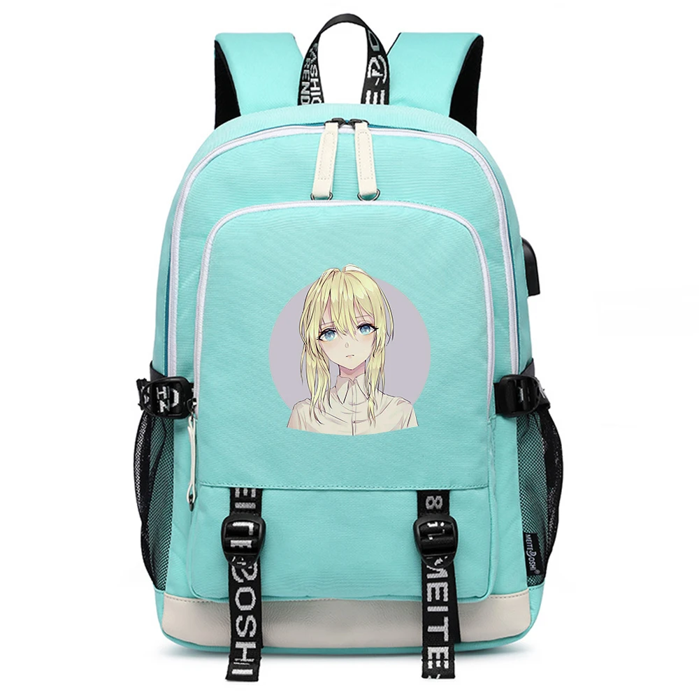 

Violet Evergarden Large Travel Backpack Oxford Schoolbag Pink Women Bagpack Kawaii Bookbag USB Charging Laptop Shoulder Bags