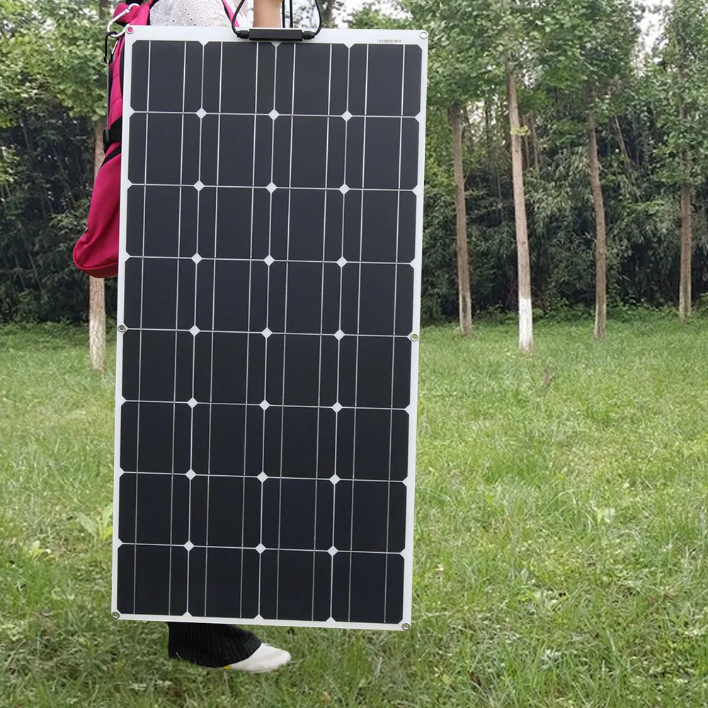 Schwarz panel solar 100w 200w 300w 400w PET monokristalline solarzellen tragbare 12v flexible solar panel etfe für RV, batterie