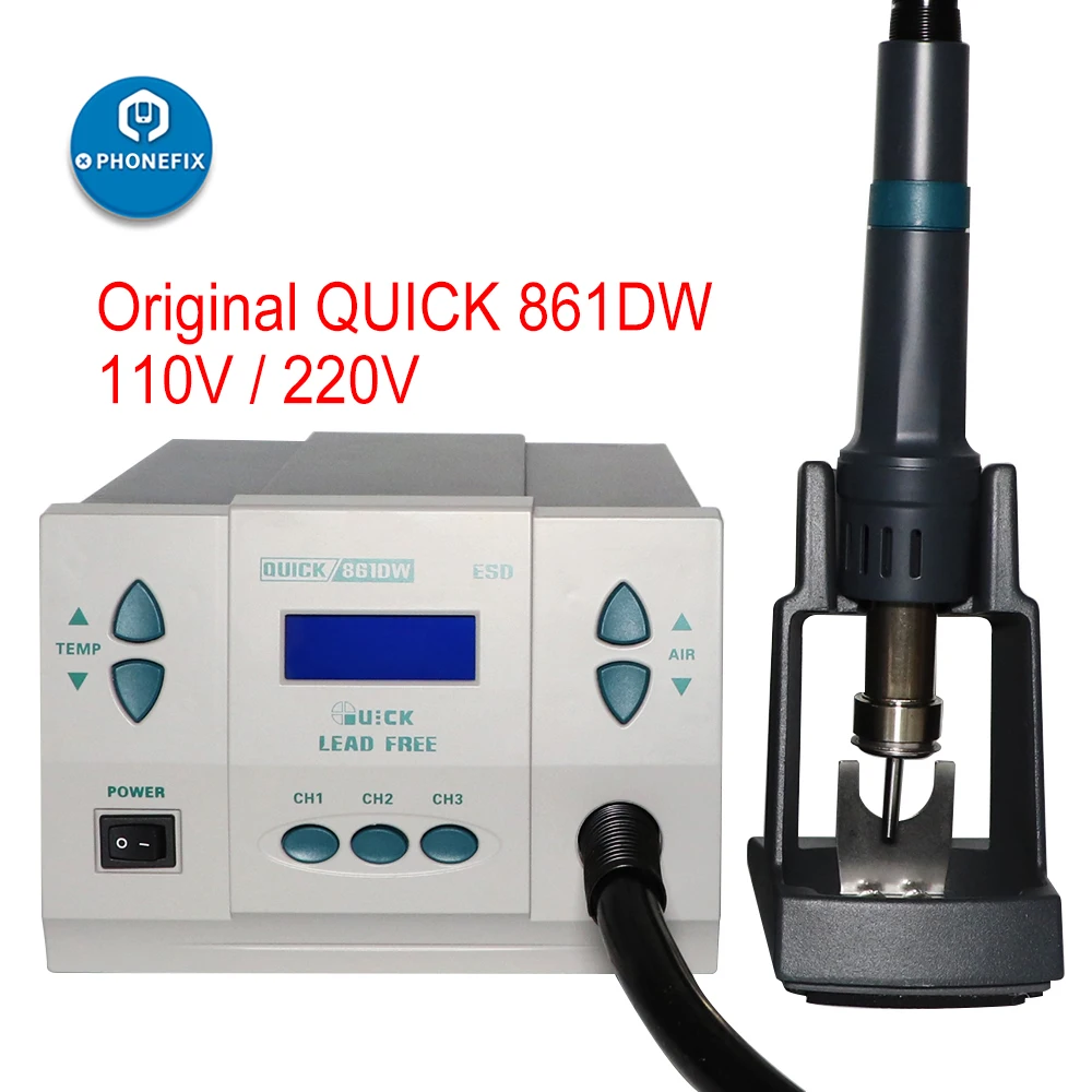 Quick 861DW Intelligent Hot Air Gun Rework Sodering Station Quick Heating for Phone Motherboard PCB BGA Welding Repair Tool