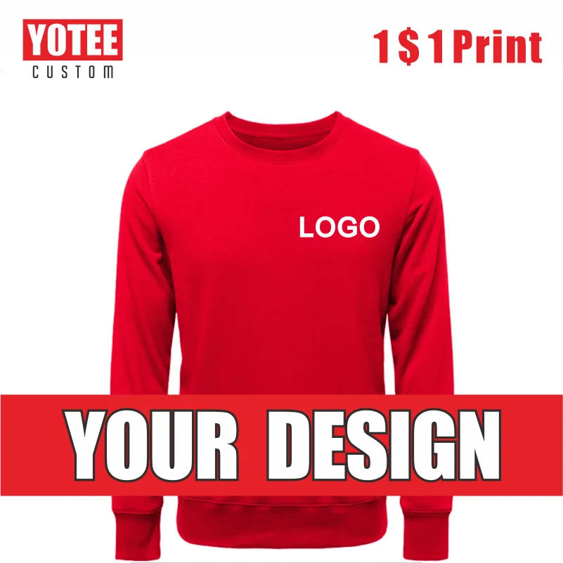 YOTEE Round Neck Sweater Cotton High-end Casual Logo Custom Embroidery Group Personal Logo Custom Round Neck Sweater