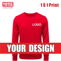 YOTEE – pull à col rond en coton avec Logo personnalisé, haut de gamme, décontracté, Logo de groupe, personnalisé