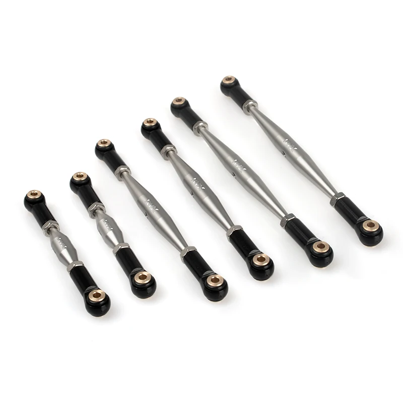 KYX Racing CNC Machined Stainless Steel Link Linkage Tie Rod kit with Aluminum Rod Ends Upgrades Parts for Axial SCX24 AXI90081