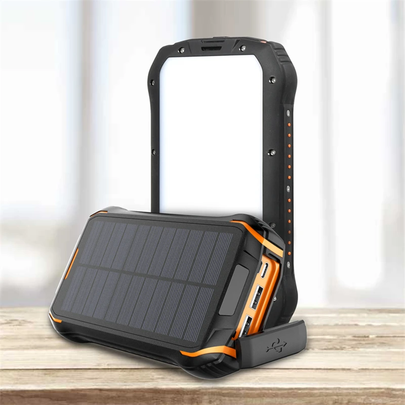 26800mAh Portable Solar Power Bank with Camping Light External Battery USB Type C Powerbank for iPhone 15 14 Xiaomi Mi Powerbank