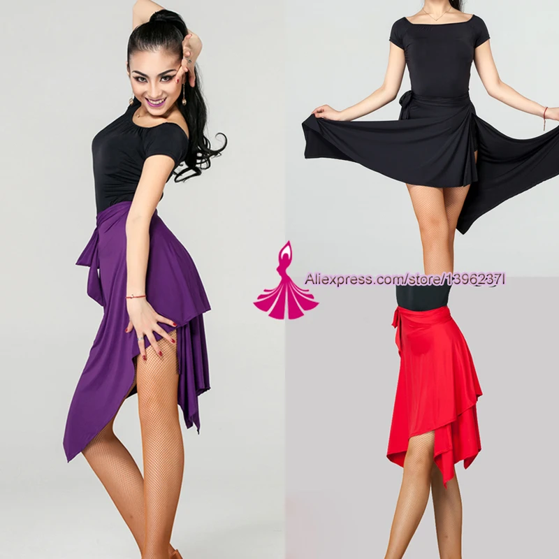 Latin Dance Skirt For Women Black Purple Red Color Professional Sumba Dancing Skirt Adult Cheap Stage Rumba Qia Qia Latin Dress