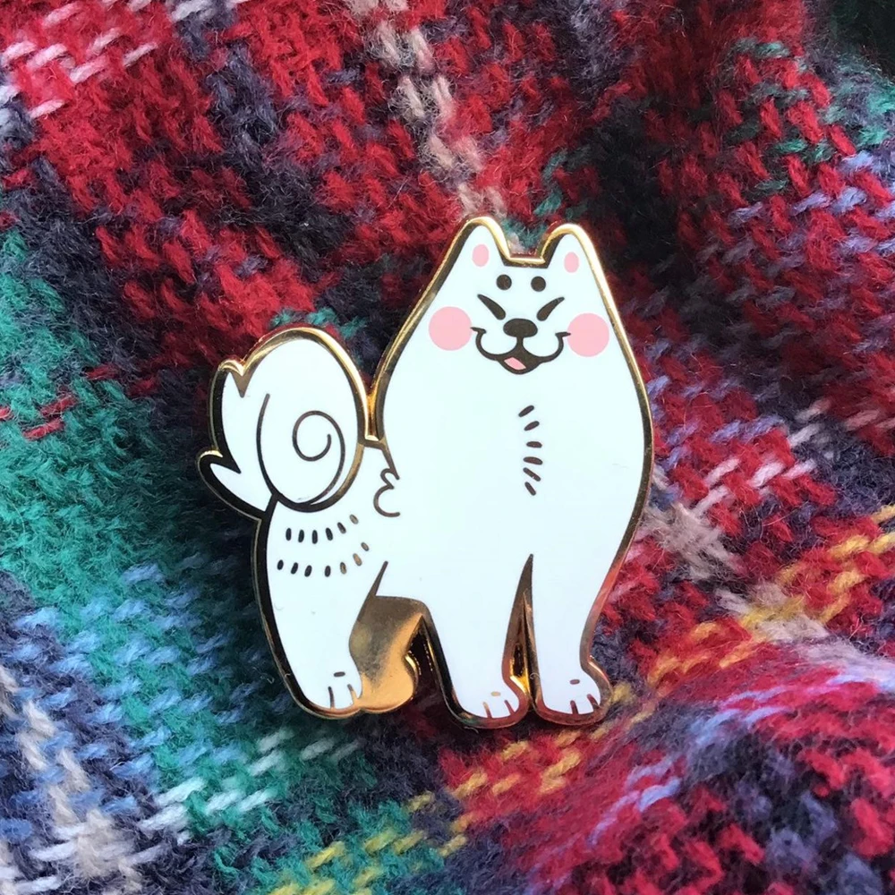 Cute Samoyed Hard Enamel Pin Fashion Cartoon Animals White Dog Medal Brooch Lapel Backpack Pins Jewelry Unique Gift