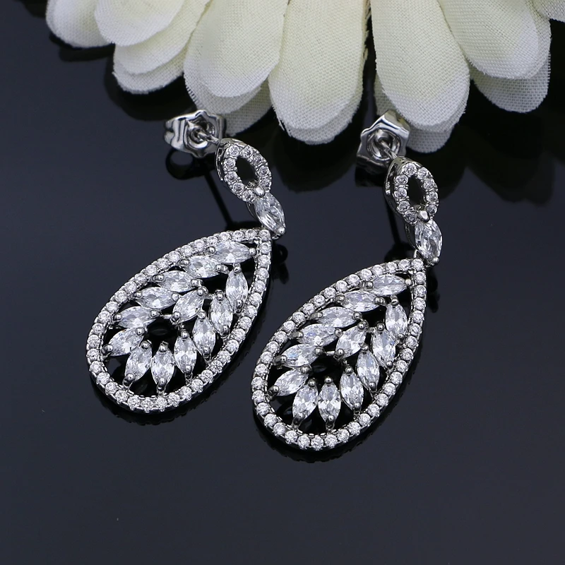 5 Colors Choice Cubic Zirconia Stone Silver 925 Drop Earrings for Women Party Dangle Earrings
