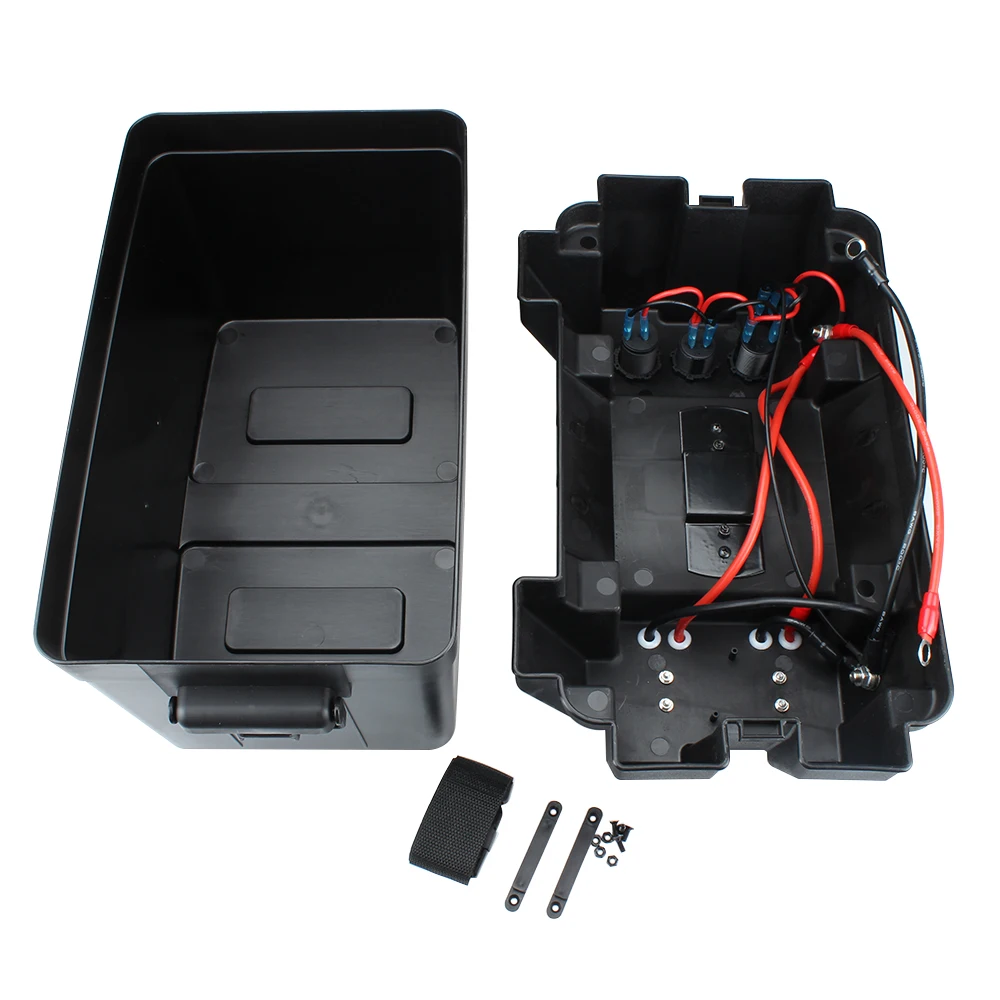 24-27 Group Smart Marine Battery Box with USB Charger & 12V Socket & Voltmeter Automotive Marine RV Camper Safely Stores