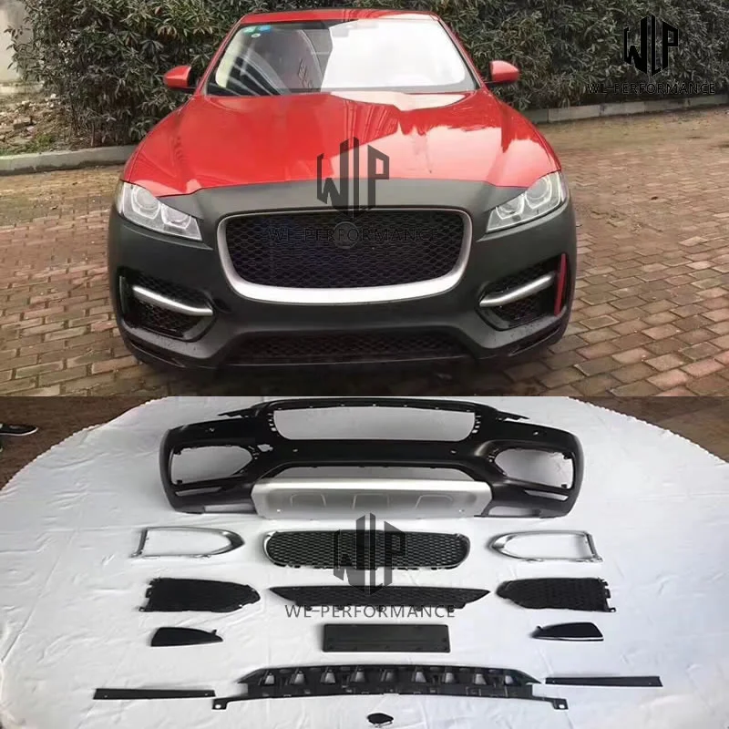 

FRP Upainted Front Bumper Racing Grills Car Body Kit for Jaguar Low to High Version F-pace 2017