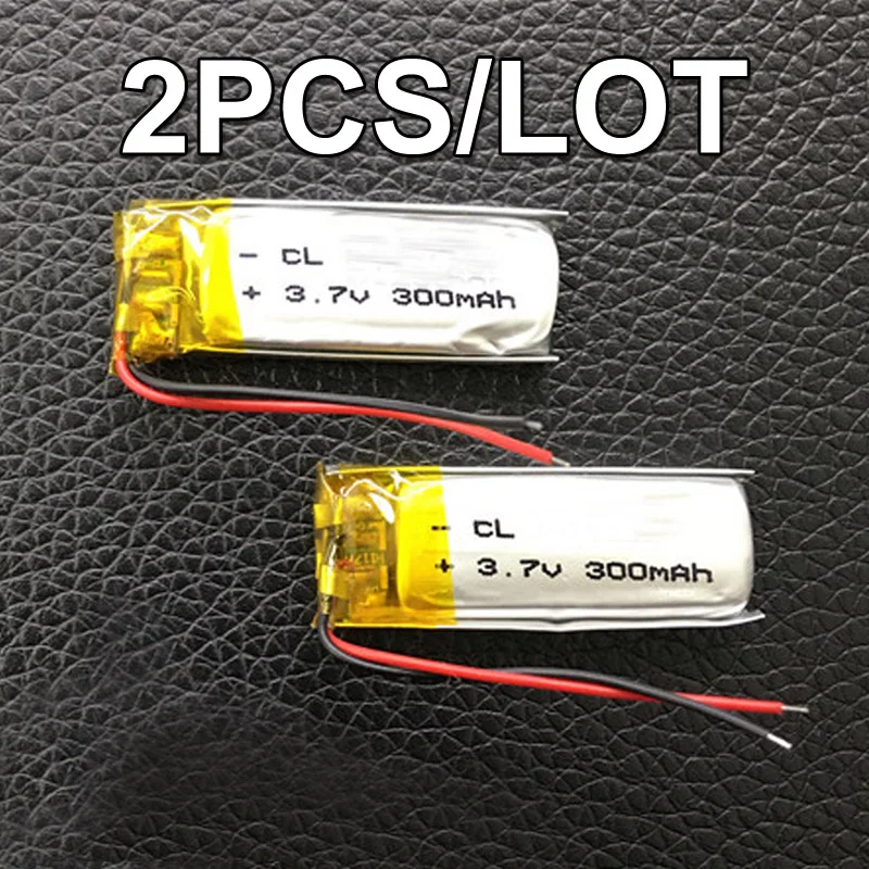 2ชิ้น/ล็อต 3.7V 300mAh 601235 061235   แบตเตอรี่ชาร์จสําหรับ Jabra BT200 FS258 หูฟังบลูทูธชุดหูฟัง Accumulator AKKU