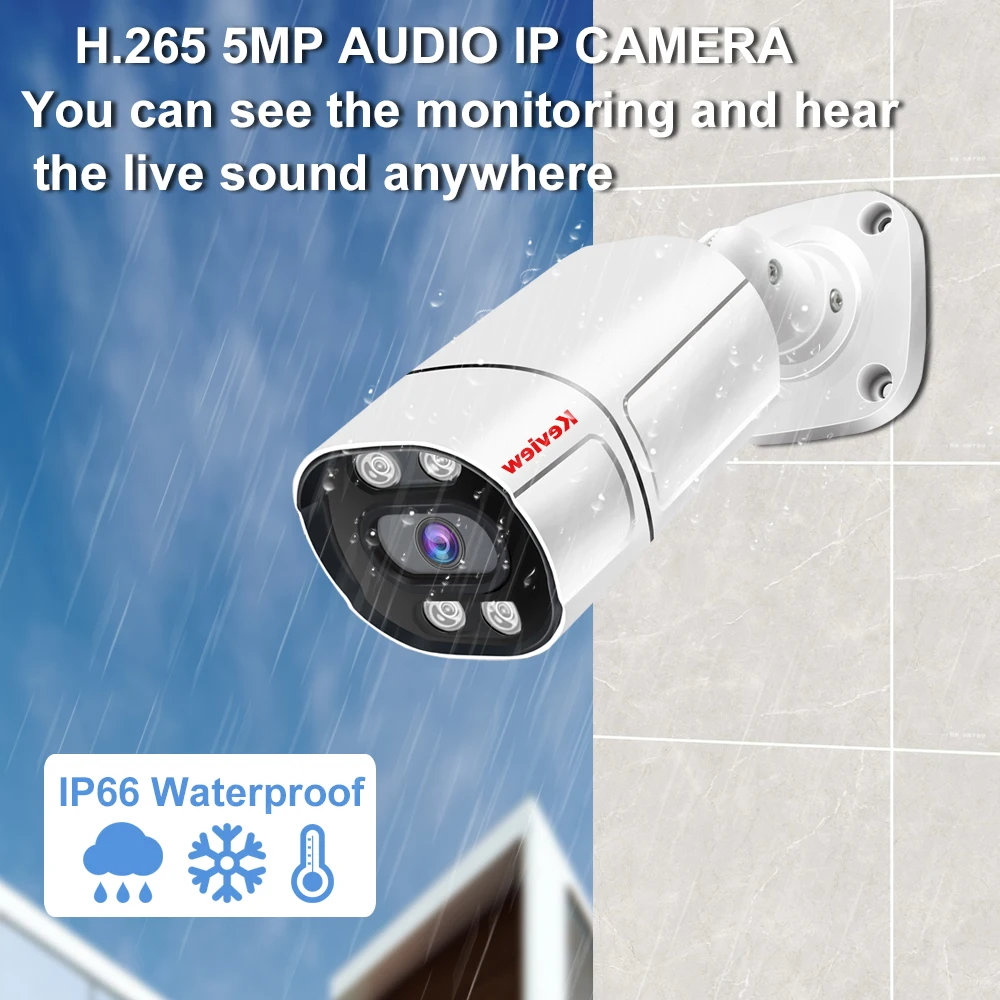 Cámara IP POE de 8MP, 4K, 5MP, vigilancia de seguridad, CCTV, Bullet P2P, detección de movimiento, Audio a todo Color, impermeable, 5MP