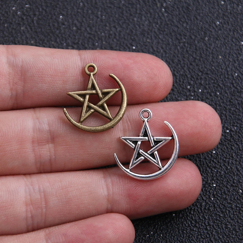 14pcs 18*20mm Fashion Metal Alloy semicircle Pentagram Charms Star Charms for Diy Jewelry Pendant Charms Making