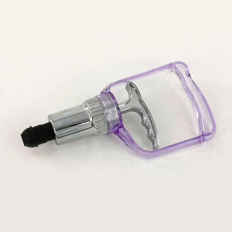 Transparent Purple Color Metal Hijama Cupping Pump Gun for Cupping Cup