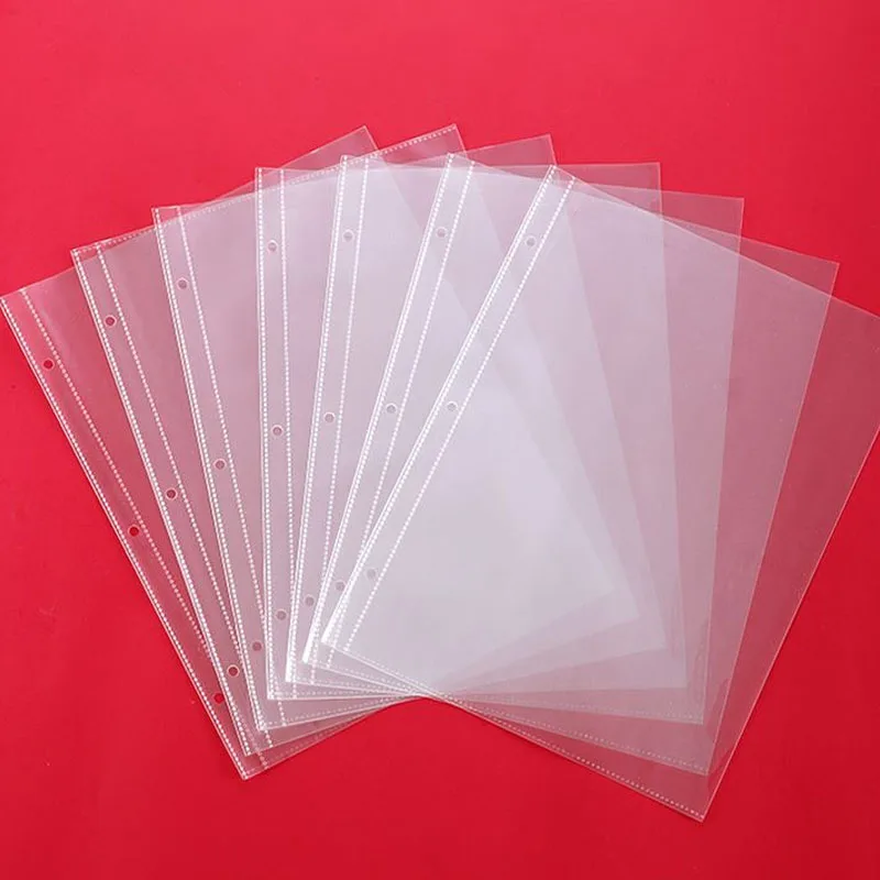 50Pcs 3 Holes Replacement Inner Page Binder Photo Loose Leaf Document Transparent Storage Bags Binding Folder Office Stationary