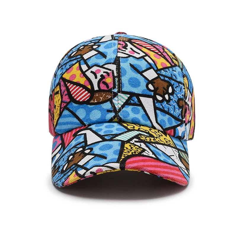 Men Women Cool Lips Flowers Cartoon Print Sport Baseball Cap Summer Sunscreen Punk Hip Hop Street Dance Performance Sun Hat R56