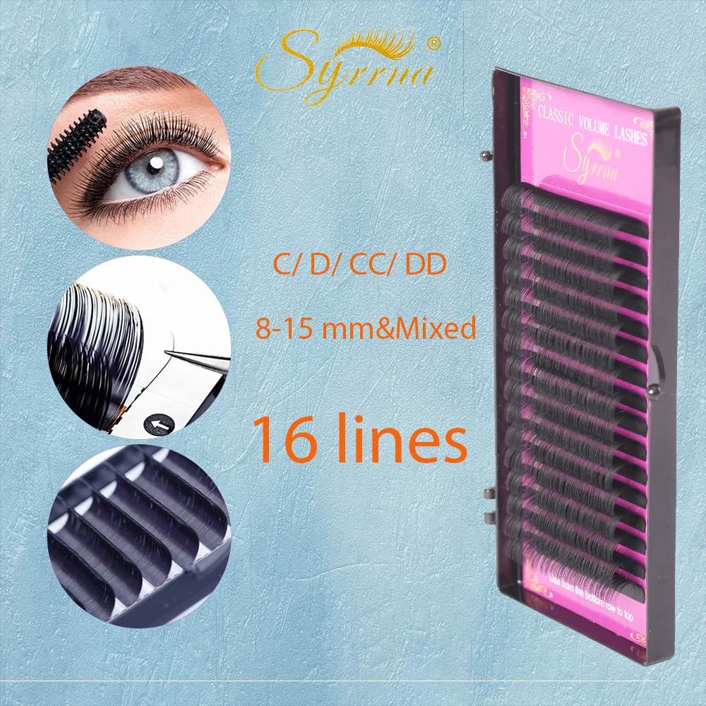 

16 Rows Individual Russian Volume Eyelashes Extension C CC D DD False lash Silk 8-15mm Mix Classic Eyelash Extensions Kit Makeup