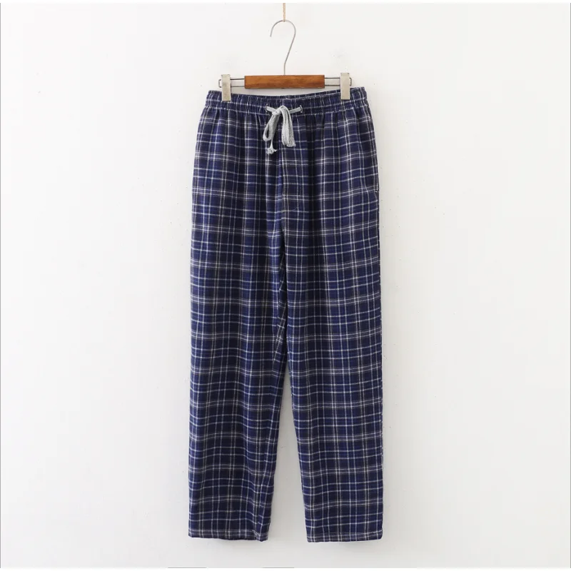 2024 Spring Autumn Men 100% Cotton Sleep Bottoms Male Plus Size Night Trousers Men Casual Loose Plaid Pajama Pants S-XXL 100KGS