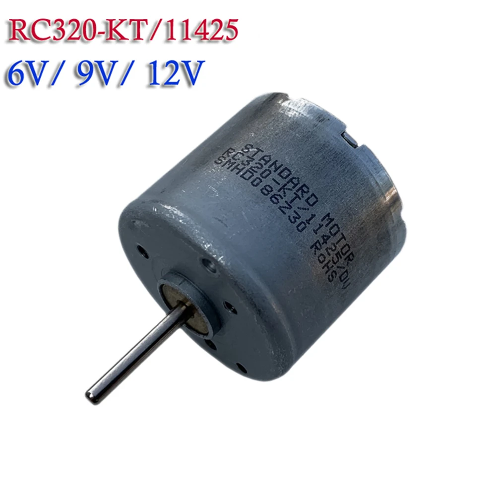 Micro 320 DC Motor Long Shaft Length 15mm Electric 6V 9V 12V High Speed 4100rpm 6200rpm 8300rpm Carbon Brush DIY Fan Model 4