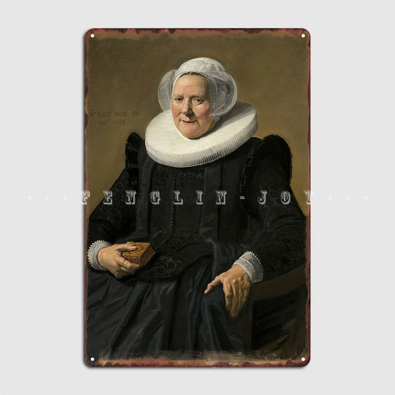 Portrait Of An Elderly Oil Painting Lady By Frans Hals Metal Sign Wall Mural Wall Funny Wall Decor Tin Sign Poster