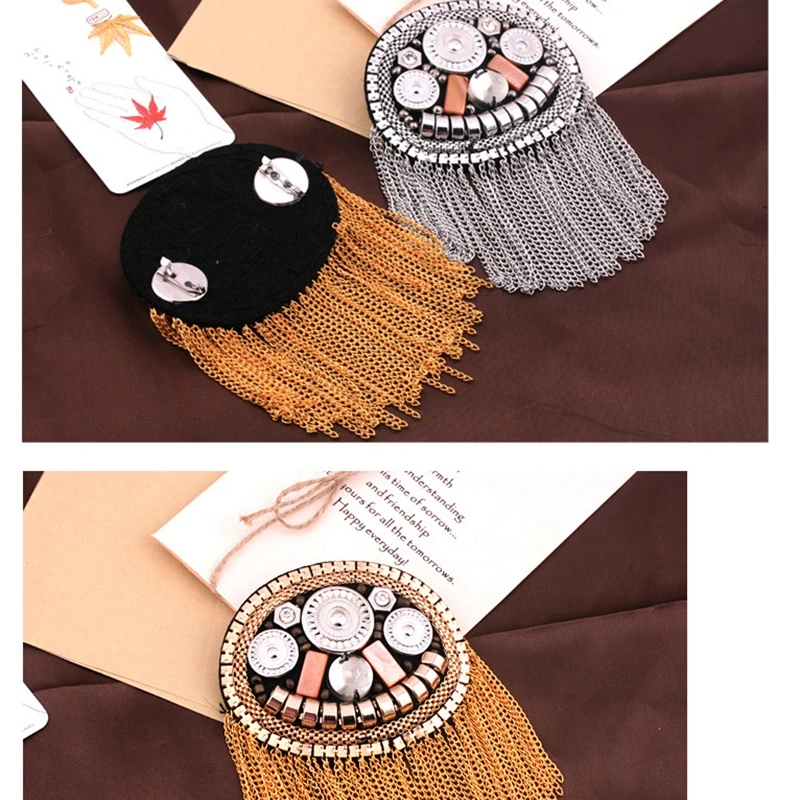 Fashion Handmade Shoulder Jewelry Tassel Rhinestones Epaulettes Clothing Accessories Brooch Epaulet Shoulder Brooches