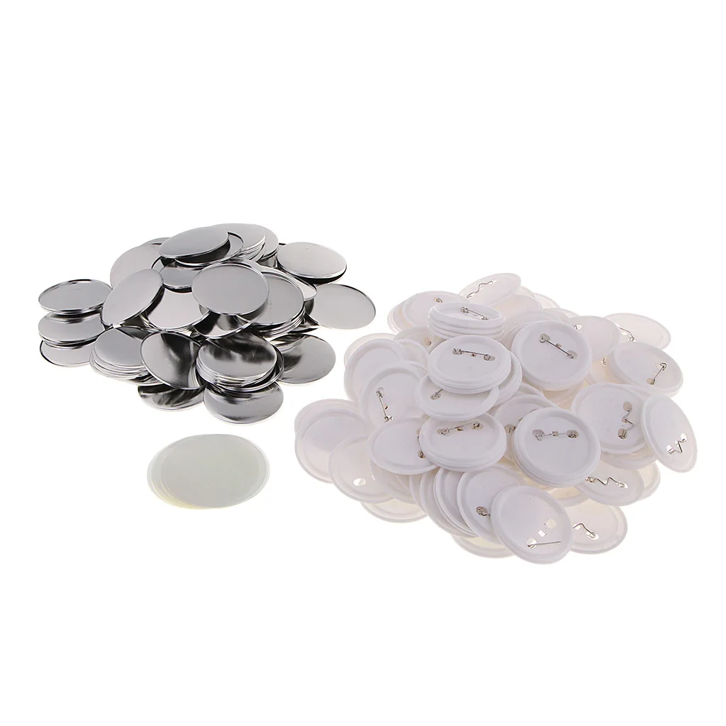 

100Pcs 58mm Button Parts Button Maker Parts Top/Bottom Cover Clip Pin Button Parts for Badge Maker Machine Craft Making Mold Kit