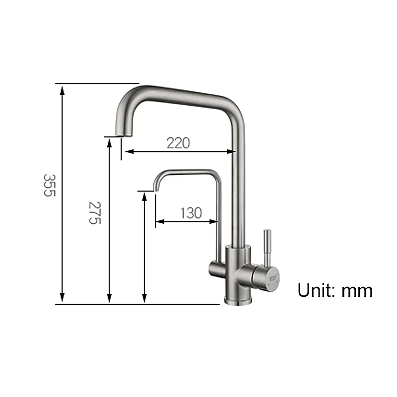 ELLEN Kitchen Faucets Brushed Nickel Torneira para cozinha de parede Crane Kitchen Water Filter Tap Three Ways Sink Mixer EL1510