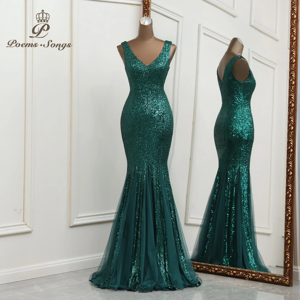 

Sexy V neck green evening dress vestidos de fiesta robe de soiree party dress Bridesmaid dress Bridal dress robes de ceremonie