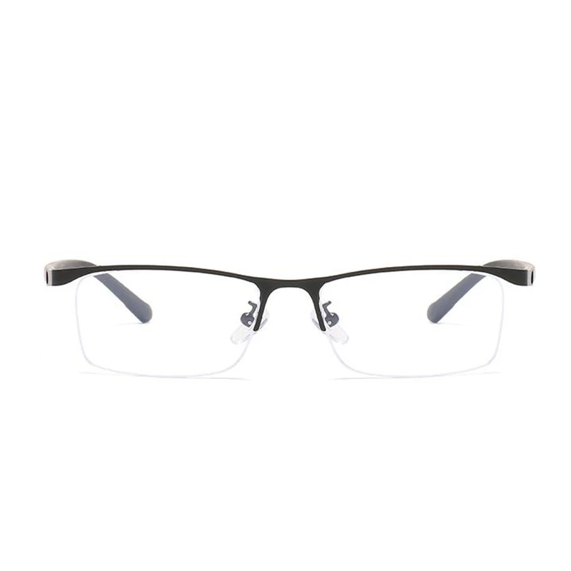 Half Frame Square Myopia Glasses Finished Metal Anti-blue Light Prescription Eyeglasses Diopter 0 -0.5 -1.0 -1.5 To -6.0