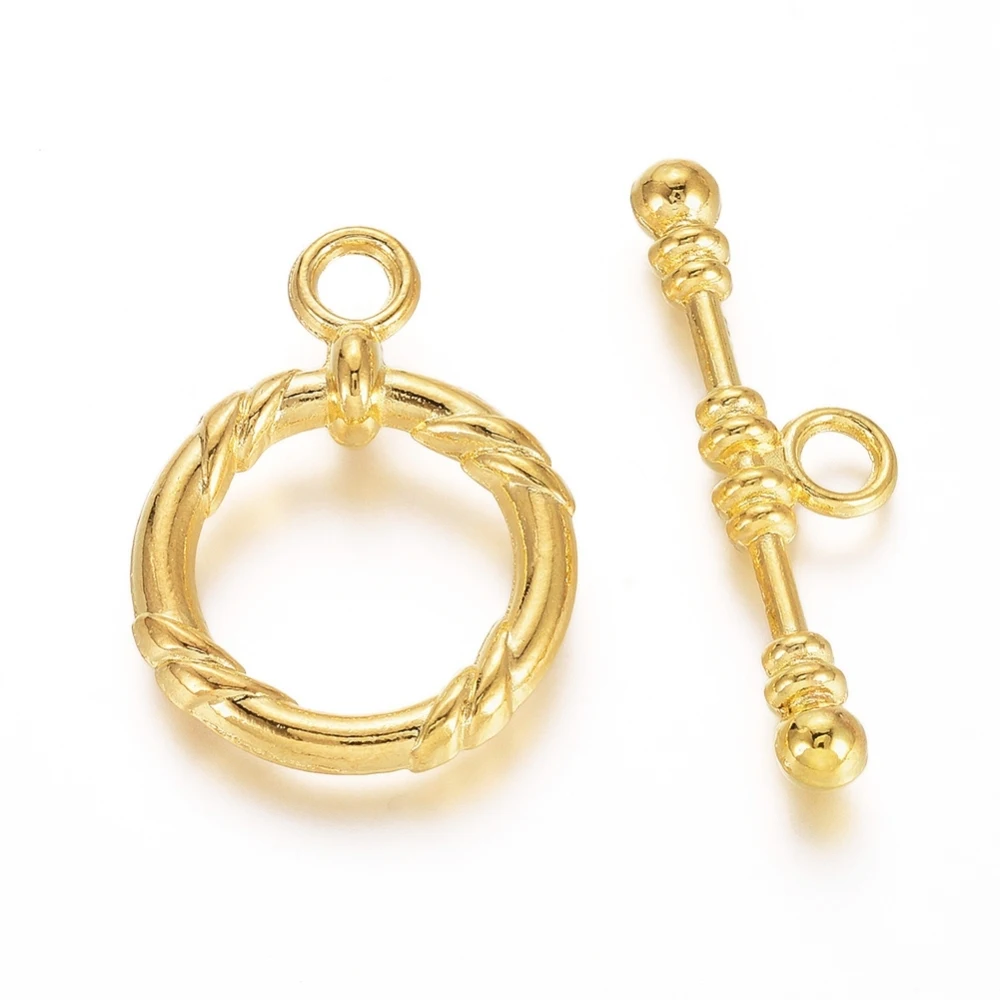 10 Set Alloy Ring Toggle Clasps Hooks for jewelry DIY Bracelet Necklace Connector Accessories Golden