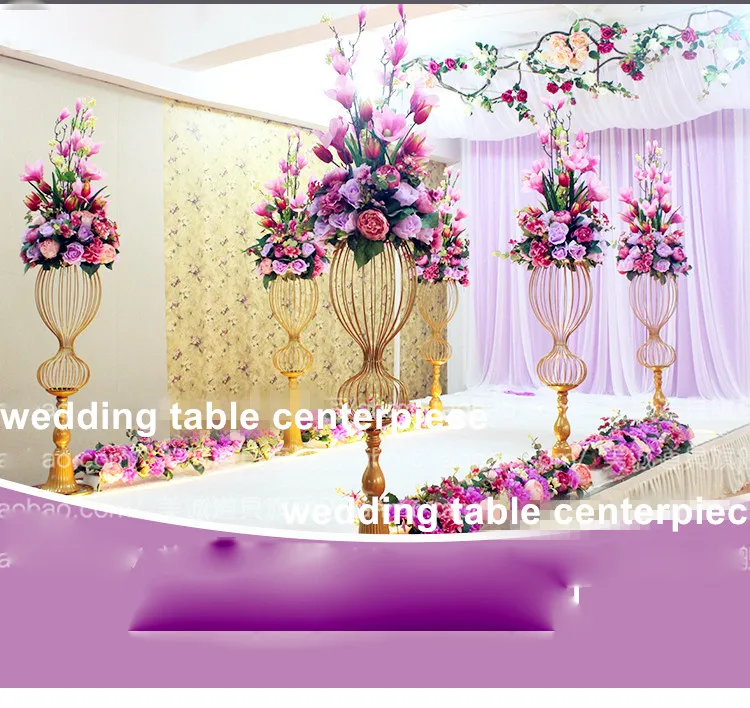 10pcs）89cm)New Model Golden Flower Stand Stainless Steel Weeding Aisle Stand for Wedding Decoration 0978