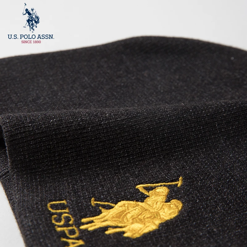 Us Polo Assn Fashion Embroidered Couple Knitted Hat Black Autumn And Winter Warm Outdoor Sports Leisure Parent-child Hat