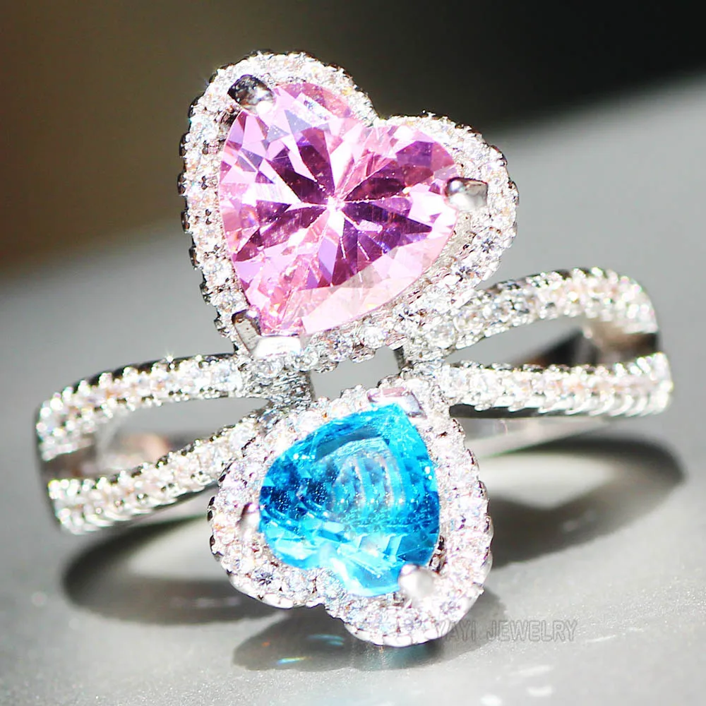 

YaYI Fine Jewelry Fashion Princess Claw Set Cut Multi Cubic Zirconia Silver Color Engagement Wedding Party Lovers Gift Rings