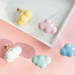Cloud Shape Ceramic Furniture Knobs Clever Children's Room Cabinet Handles Colorful Home Decor Accessories Door Knob Hardware