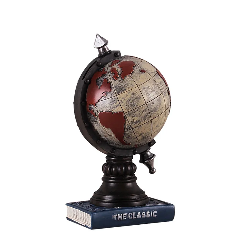 

2 Colors Europe Style Globe Resin Crafts Piggy Bank Globe Miniature Money Box Retro Figurine Vintage Gift Home Decor Accessories