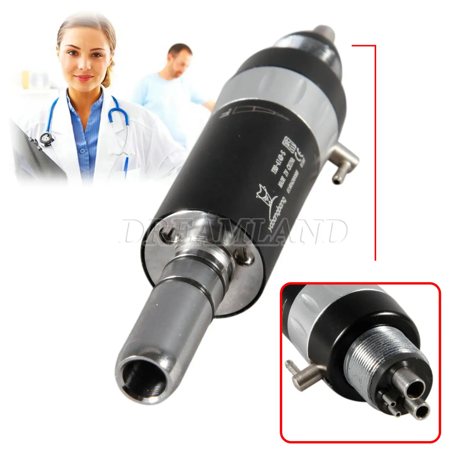 

Dental Air Motor E-type 4Hole fit NSK Slow Low Speed Contra Angle Handpiece Black Color