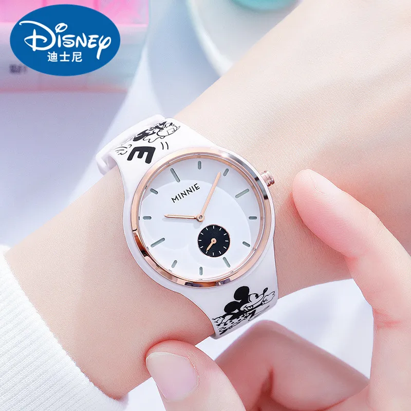 

Disney Official Women Japan Quartz Wristwatch Micky Minnie Mouse Cartoon Graffiti Silicone Band Lady Girl Youth Student Clock