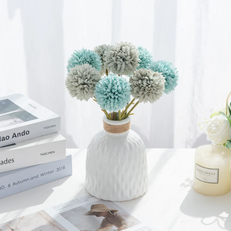 5 Stück Seidenhortensien, Hochzeitsauto-Dekorationsblumen, Weihnachtsdekorationen, Vase für Zuhause, Scrapbooking, Künstliche Pflanzen – Detail 4
