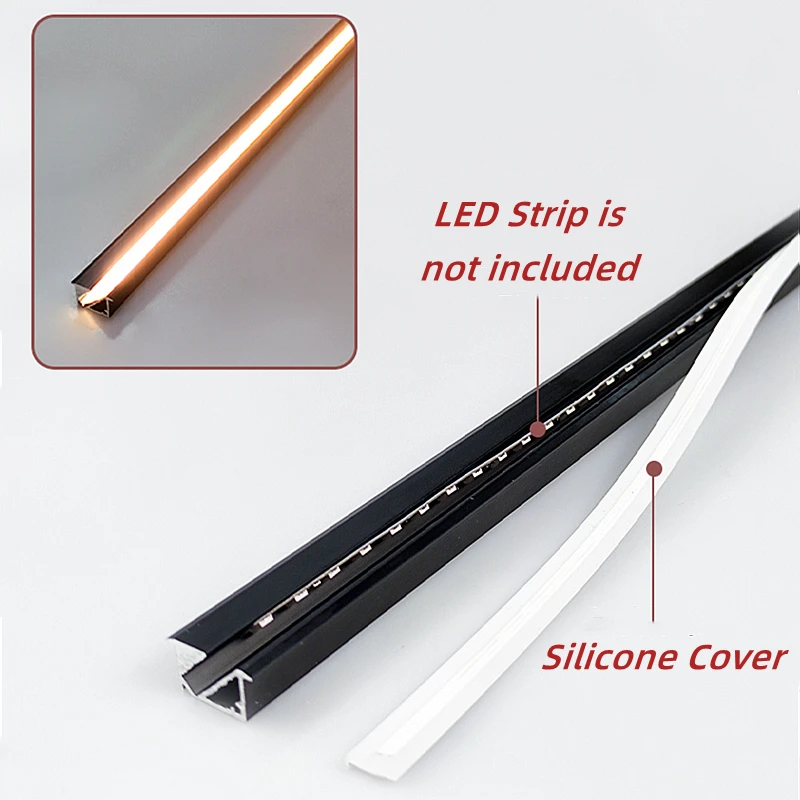 Ultra-dünne LED Aluminium Profil Einbau Versteckte 45 ° Schrägen Glowing Kanal Silikon Abdeckung Regal Schrank Linear Streifen Bar lichter