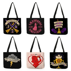 B13041 Halloween Series Letter Printed Women Handbag Large Capacity Eco Reusable Shopping Bags