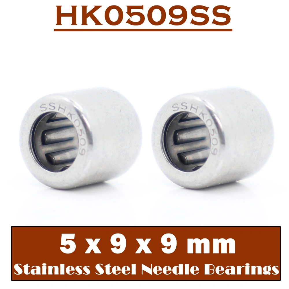 HK0509SS Needle Bearings 440C 5*9*9 mm ( 2 PCS ) Stainless Steel Drawn Cup Needle Roller Bearing HK050909 TLA59Z HK0509